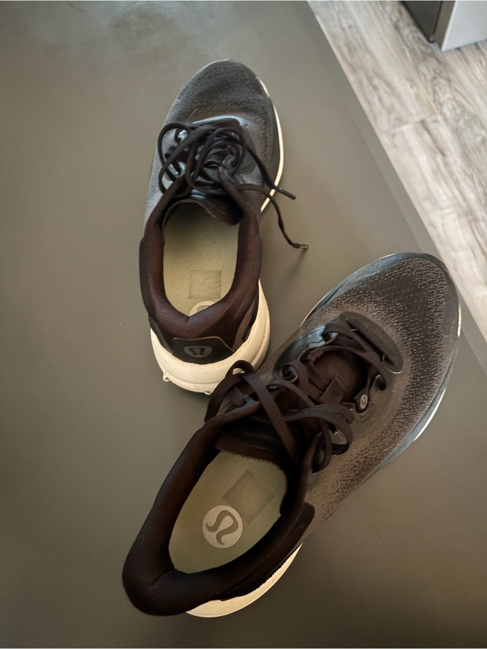 lululemon athletica Men's Black and White Knit Running Sneakers